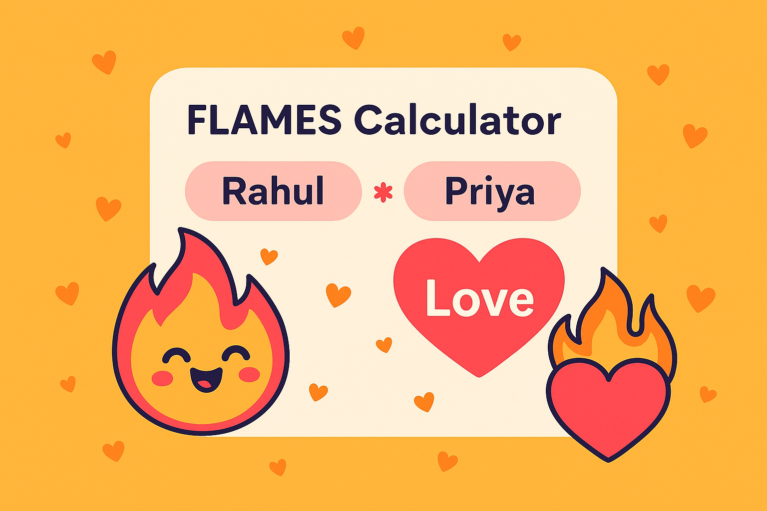 cartoon-style with flames calculator + hearts