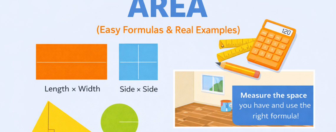 How to calculate area using simple formulas for different shapes