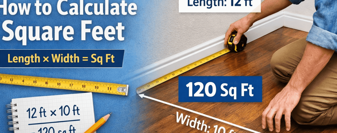 How to calculate square feet of a room using length and width measurements