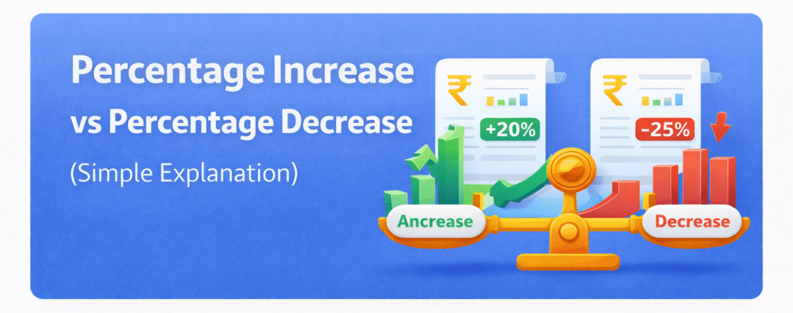 Percentage increase vs percentage decrease explained with examples