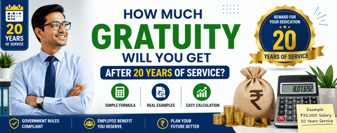 How much gratuity you get after 20 years of service calculation example