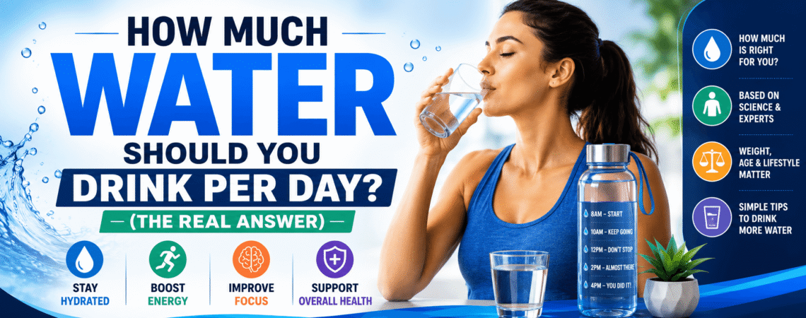 How Much Water Should You Drink Per Day banner
